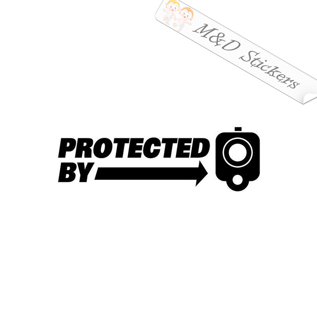 2x Protected by Gun Vinyl Decal Sticker Different colors & size for Cars/Bikes/Windows