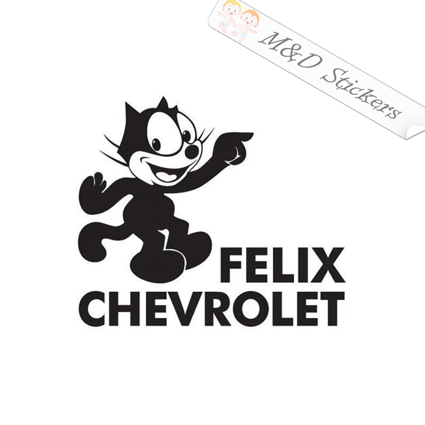 2x Felix the Cat Chevrolet Vinyl Decal Sticker Different colors & size for Cars/Bikes/Windows