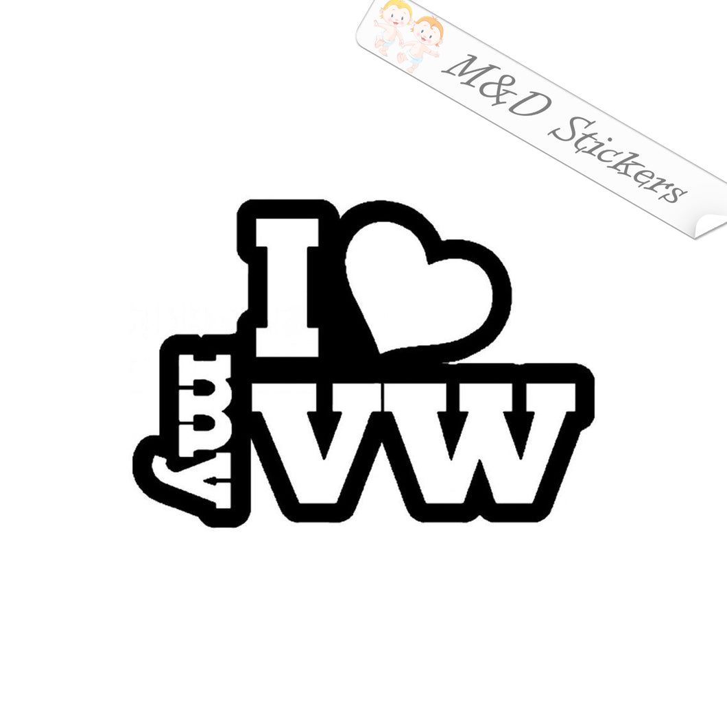 2x I Love my Volkswagen Vinyl Decal Sticker Different colors & size for Cars/Bikes/Windows