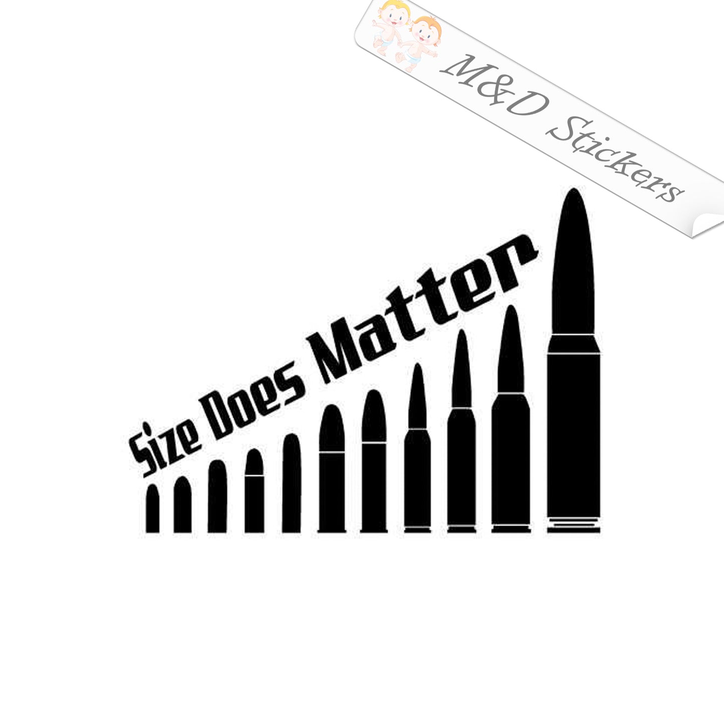 Size Does Matter Bullets (4.5" - 30") Vinyl Decal in Different colors & size for Cars/Bikes/Windows