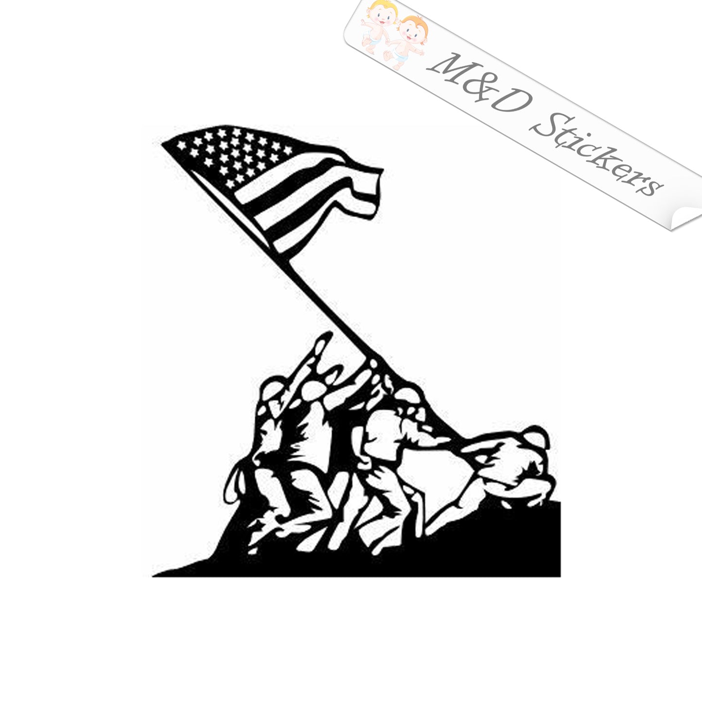 Iwo Jima Flag Raising (4.5" - 30") Vinyl Decal in Different colors & size for Cars/Bikes/Windows