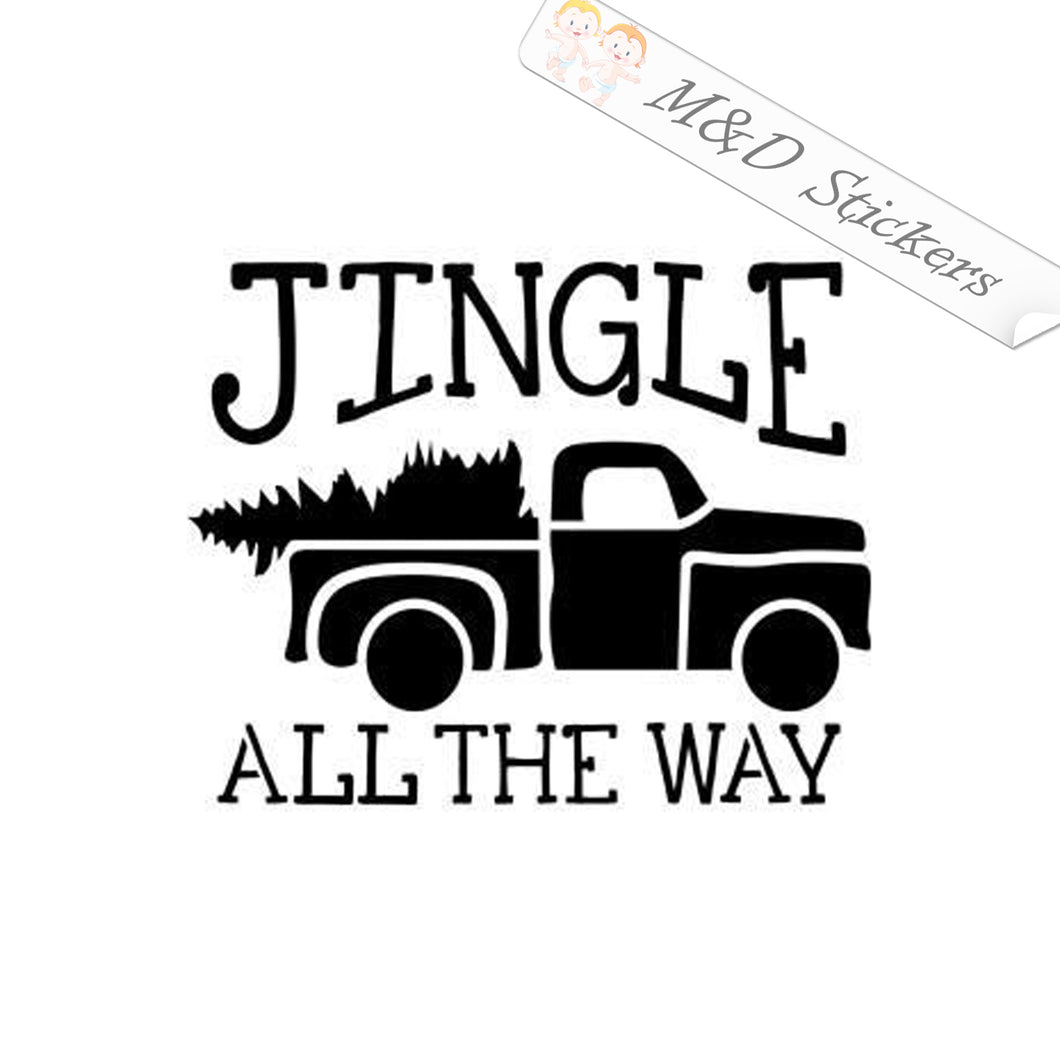 2x Christmas Jingle all the way Vinyl Decal Sticker Different colors & size for Cars/Bikes/Windows