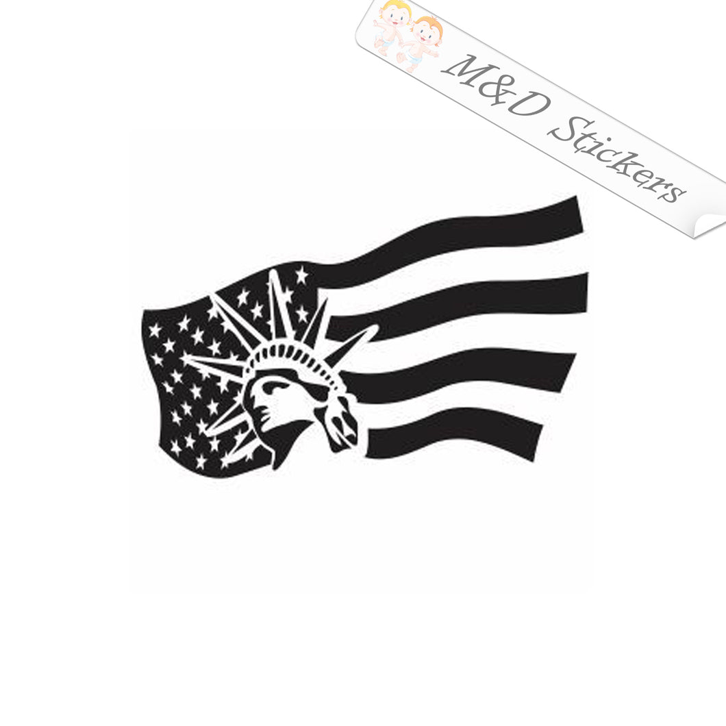 2x American Flag and Statue of Liberty Vinyl Decal Sticker Different colors & size for Cars/Bikes/Windows