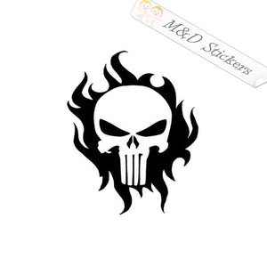 2x Punisher in flames Vinyl Decal Sticker Different colors & size for Cars/Bikes/Windows
