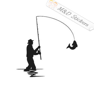 Fisherman (4.5" - 30") Vinyl Decal in Different colors & size for Cars/Bikes/Windows