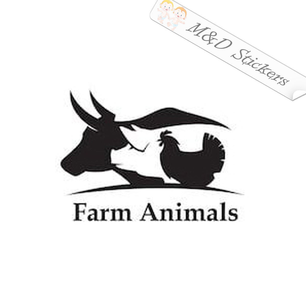 2x Farm animals Vinyl Decal Sticker Different colors & size for Cars/B