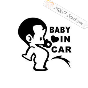 2x Peeing Baby on board Vinyl Decal Sticker Different colors & size for Cars/Bikes/Windows