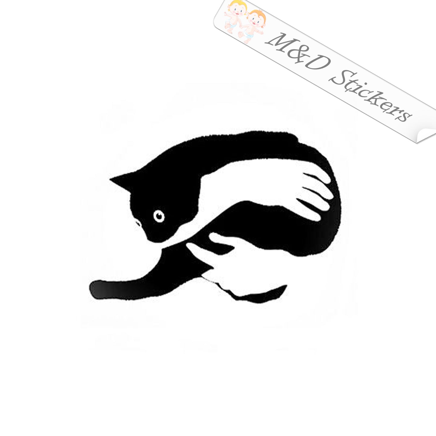 2x Cat on hands Vinyl Decal Sticker Different colors & size for Cars/Bikes/Windows