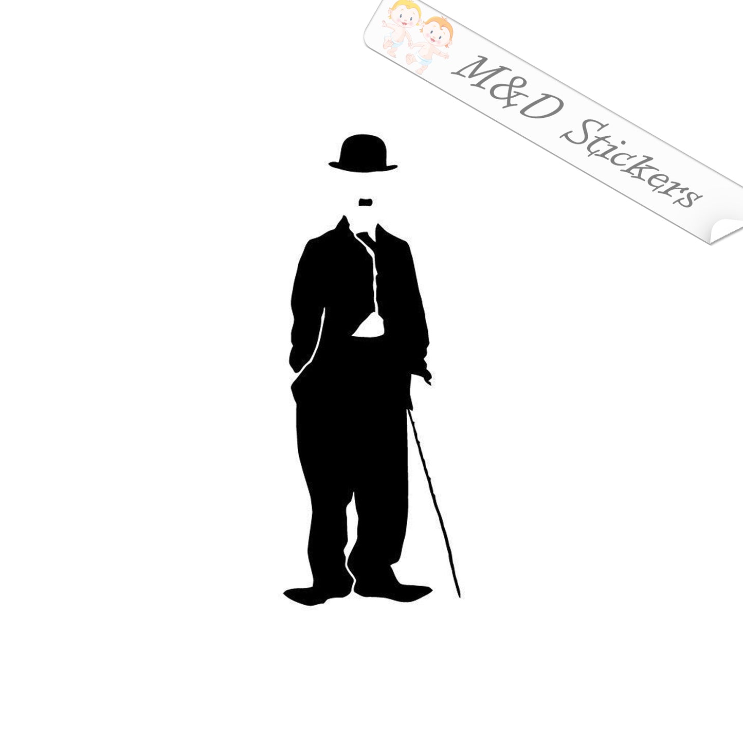 2x Charlie Chaplin Vinyl Decal Sticker Different colors & size for Cars/Bikes/Windows
