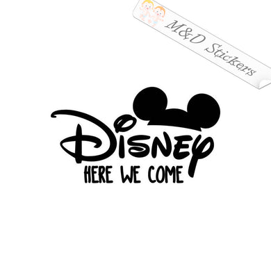 2x Disney Here We Come Vinyl Decal Sticker Different colors & size for Cars/Bikes/Windows