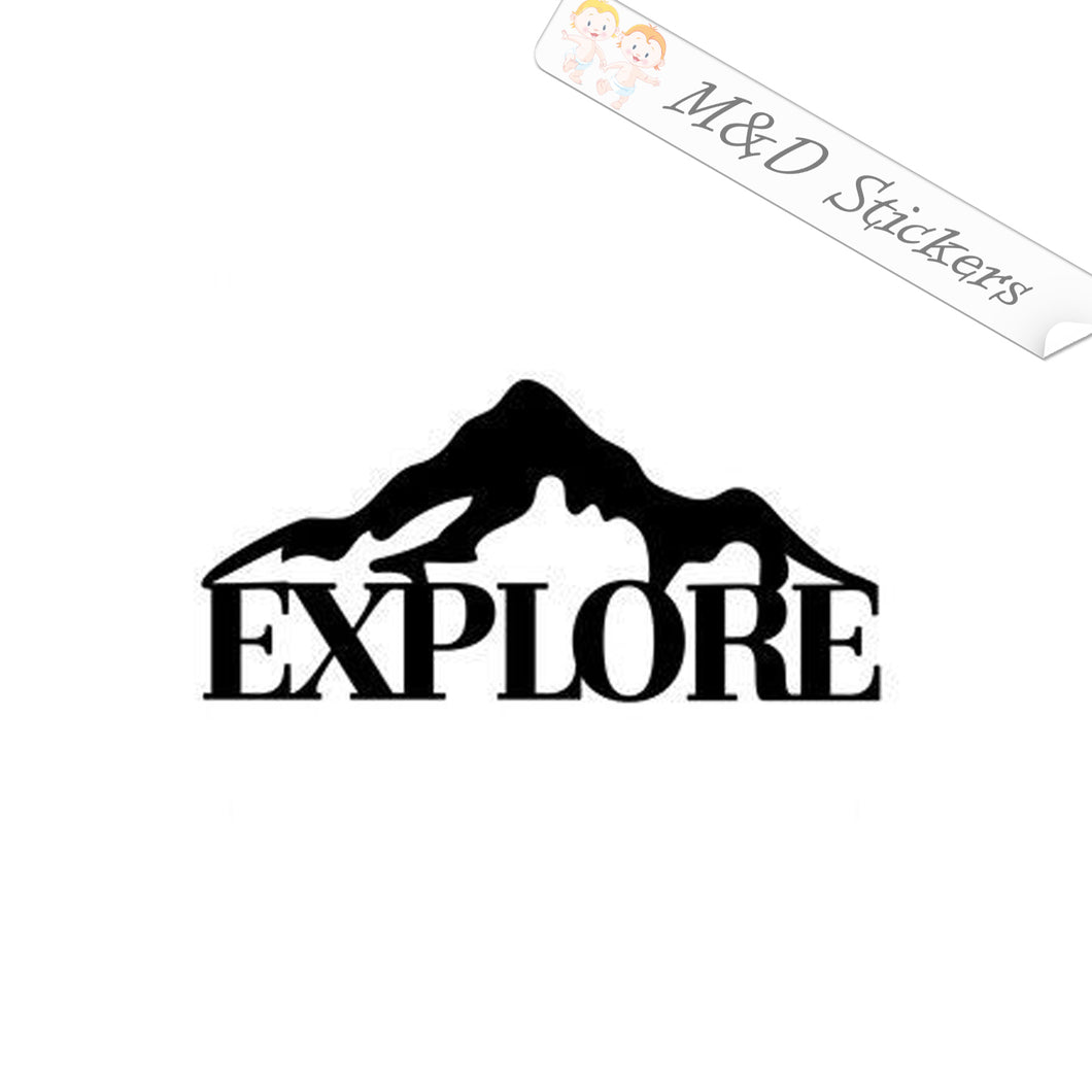 2x Explore mountains nature Vinyl Decal Sticker Different colors & size for Cars/Bikes/Windows