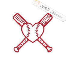 2x Love Baseball Vinyl Decal Sticker Different colors & size for Cars/Bikes/Windows