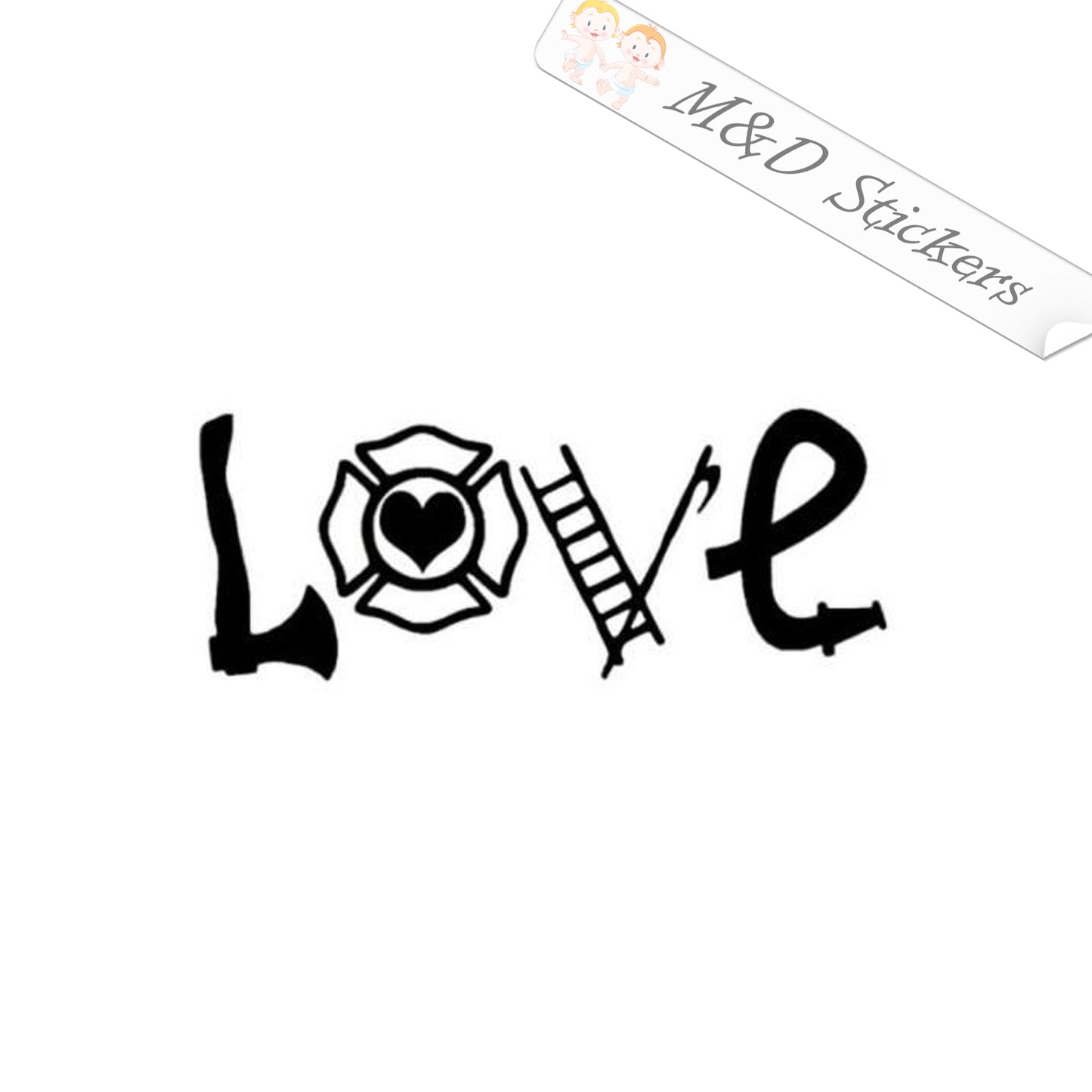 2x Love Firefighters Vinyl Decal Sticker Different colors & size for Cars/Bikes/Windows