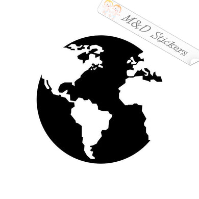 2x World Globe Vinyl Decal Sticker Different colors & size for Cars/Bikes/Windows