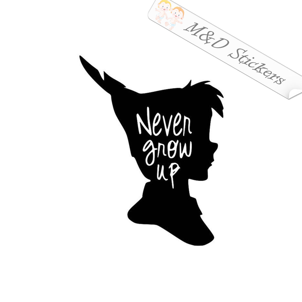 2x Peter Pan - Never grow up Vinyl Decal Sticker Different colors & size for Cars/Bikes/Windows