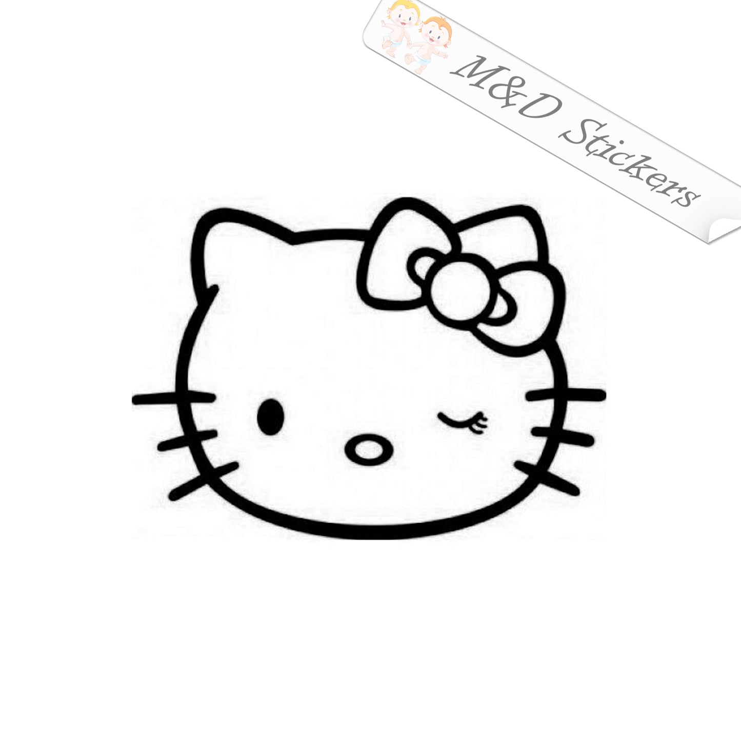 2x Hello Kitty Vinyl Decal Sticker Different colors & size for Cars/Bikes/Windows