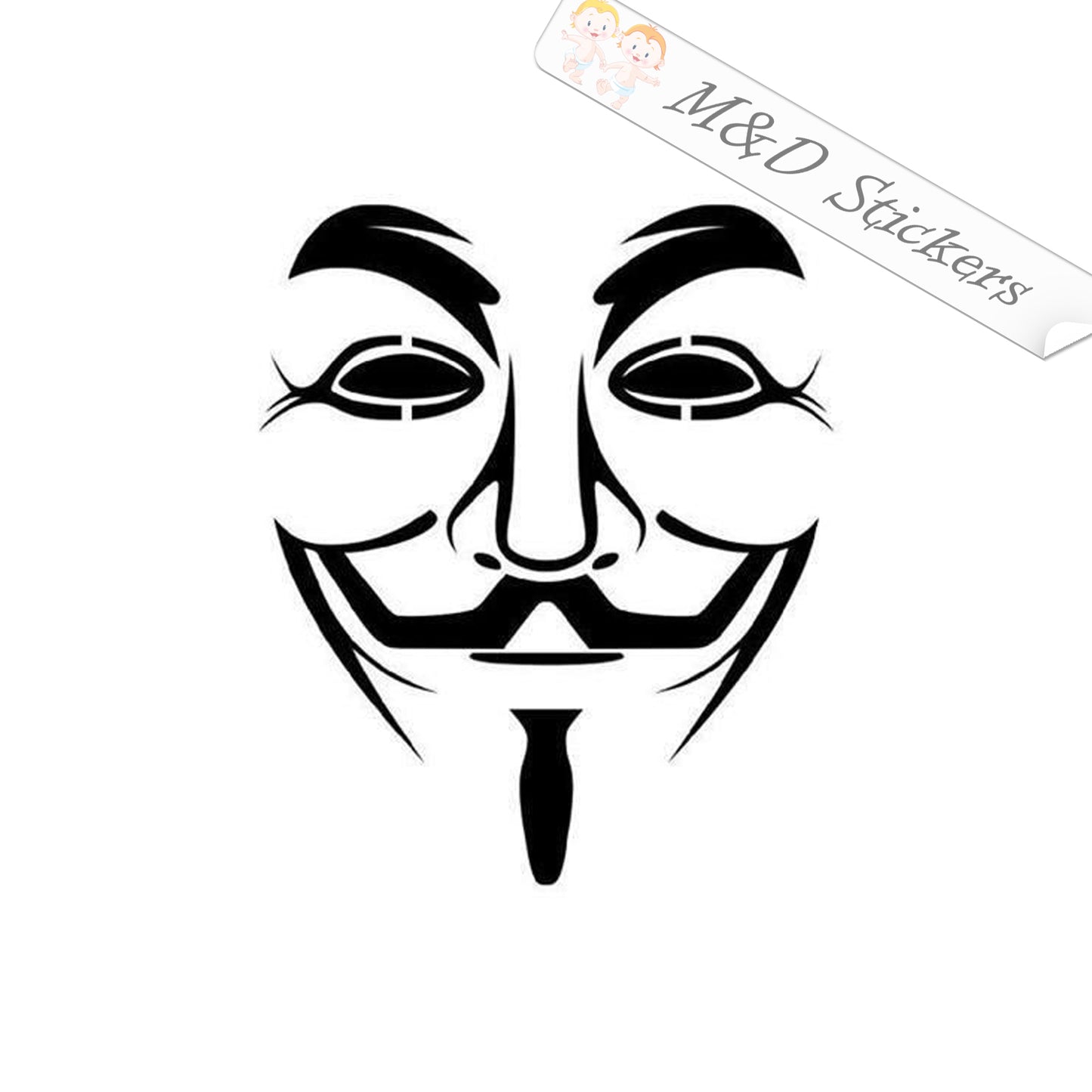 2x Anonimous Mask Vinyl Decal Sticker Different colors & size for Cars/Bikes/Windows