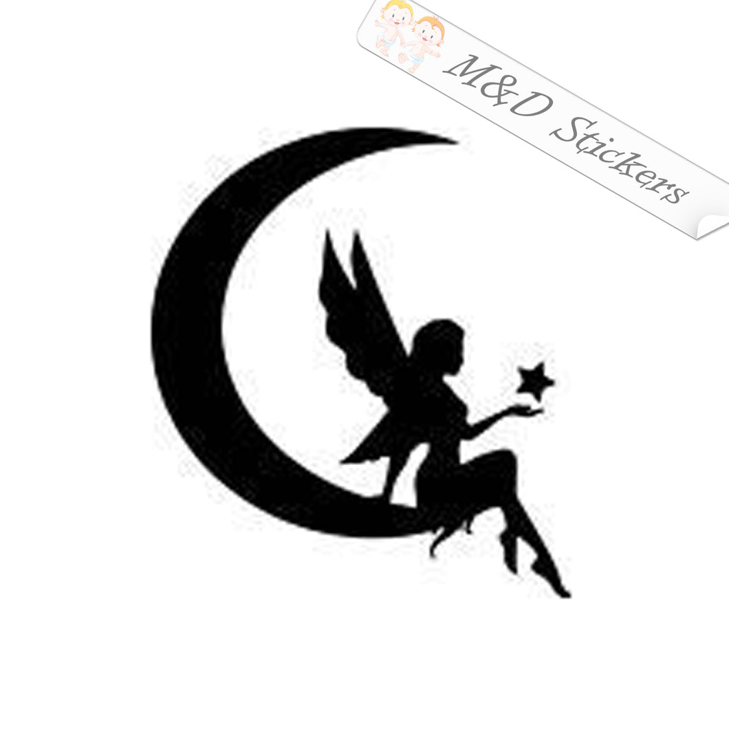 2x Fairy on the moon Vinyl Decal Sticker Different colors & size for Cars/Bikes/Windows