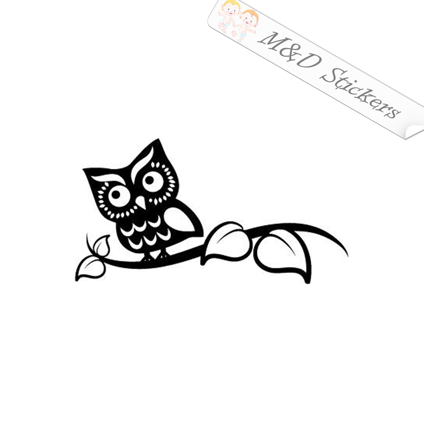 2x Owl on the branch Vinyl Decal Sticker Different colors & size for Cars/Bikes/Windows