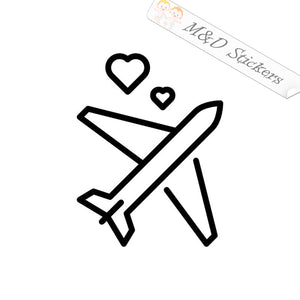 2x Love airplane Vinyl Decal Sticker Different colors & size for Cars/Bikes/Windows