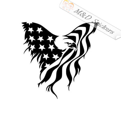 2x American Flag Eagle Vinyl Decal Sticker Different colors & size for Cars/Bikes/Windows