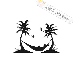 2x Hammock on the Beach Vinyl Decal Sticker Different colors & size for Cars/Bikes/Windows