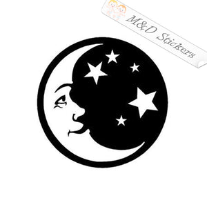 2x Moon and stars Vinyl Decal Sticker Different colors & size for Cars/Bikes/Windows
