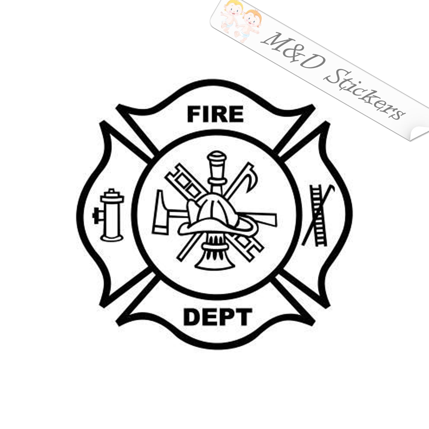 2x Fire Department Logo Vinyl Decal Sticker Different colors & size for Cars/Bikes/Windows