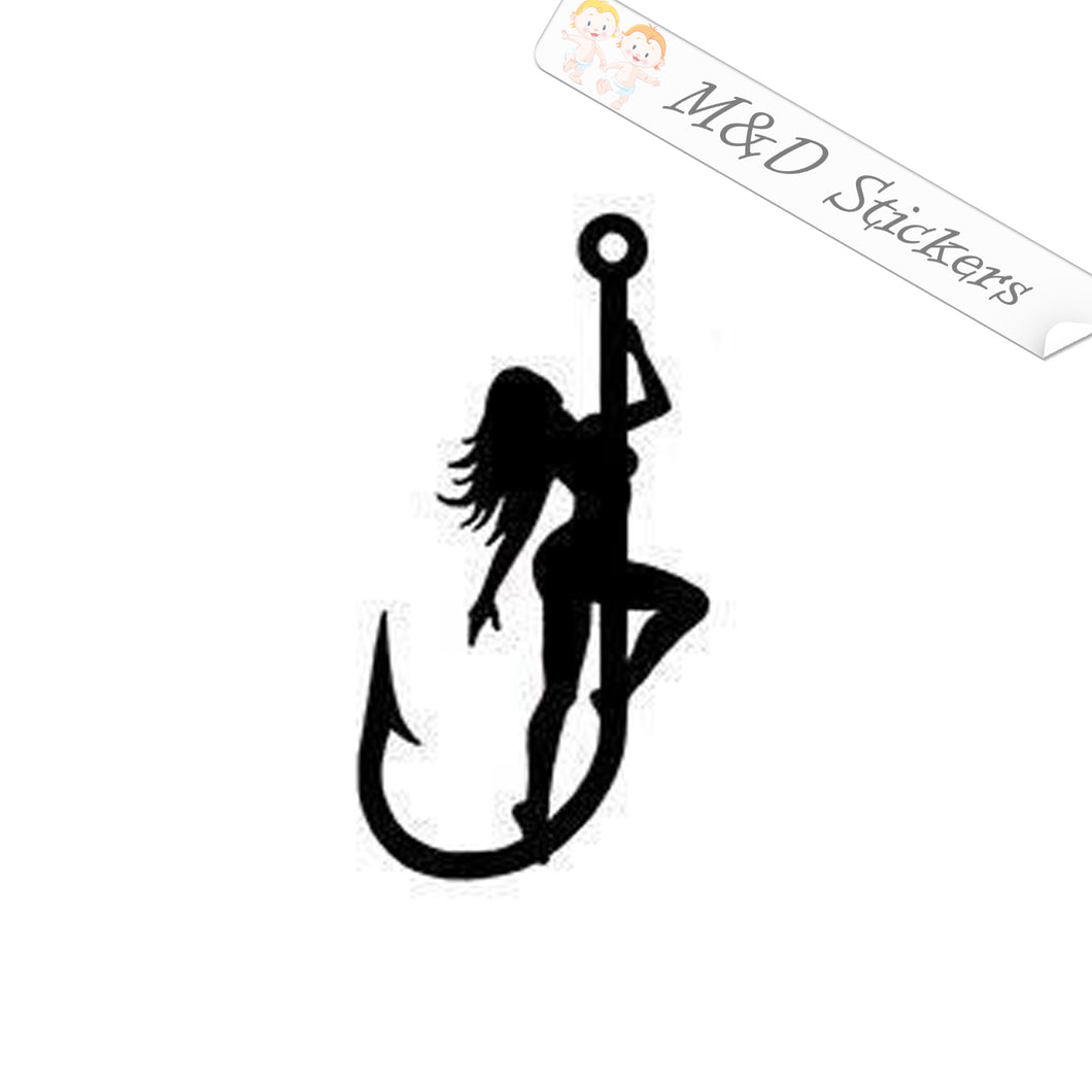 2x Girl on a hook Decal Sticker Different colors & size for Cars/Bikes/Windows