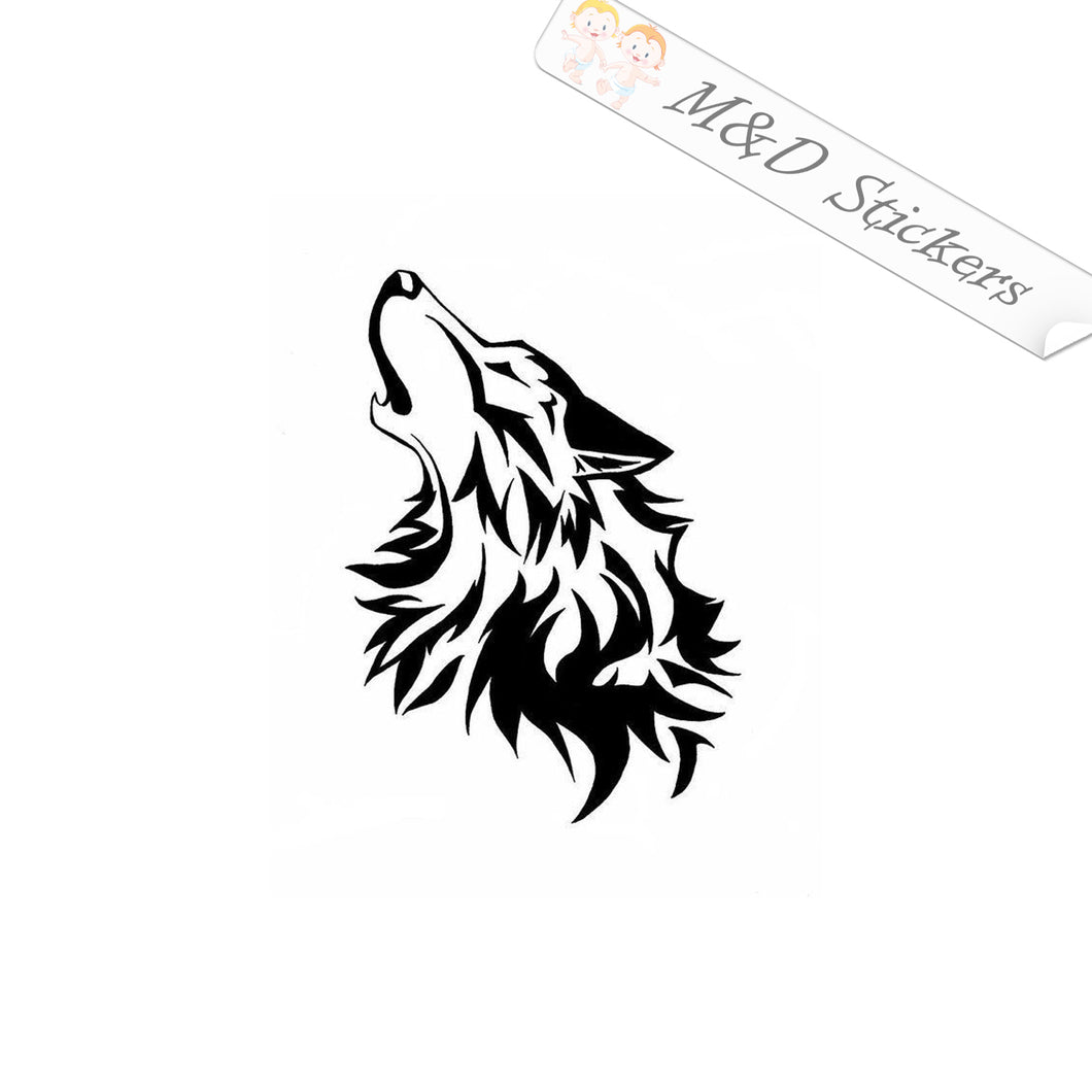 2x Wolf howling Vinyl Decal Sticker Different colors & size for Cars/Bikes/Windows