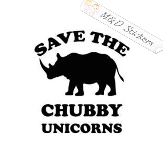 2x Save the Chubby Unicorns Rhino Vinyl Decal Sticker Different colors & size for Cars/Bikes/Windows