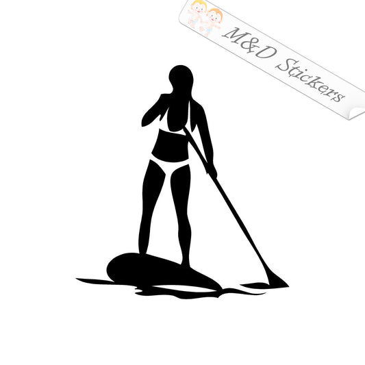 2x Paddle board girl Sport Vinyl Decal Sticker Different colors & size for Cars/Bikes/Windows