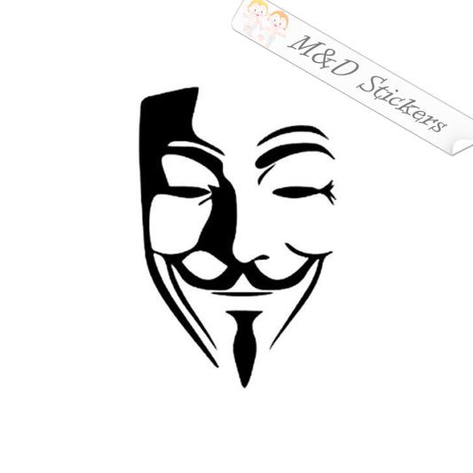 2x Anonimous Mask Vinyl Decal Sticker Different colors & size for Cars/Bikes/Windows
