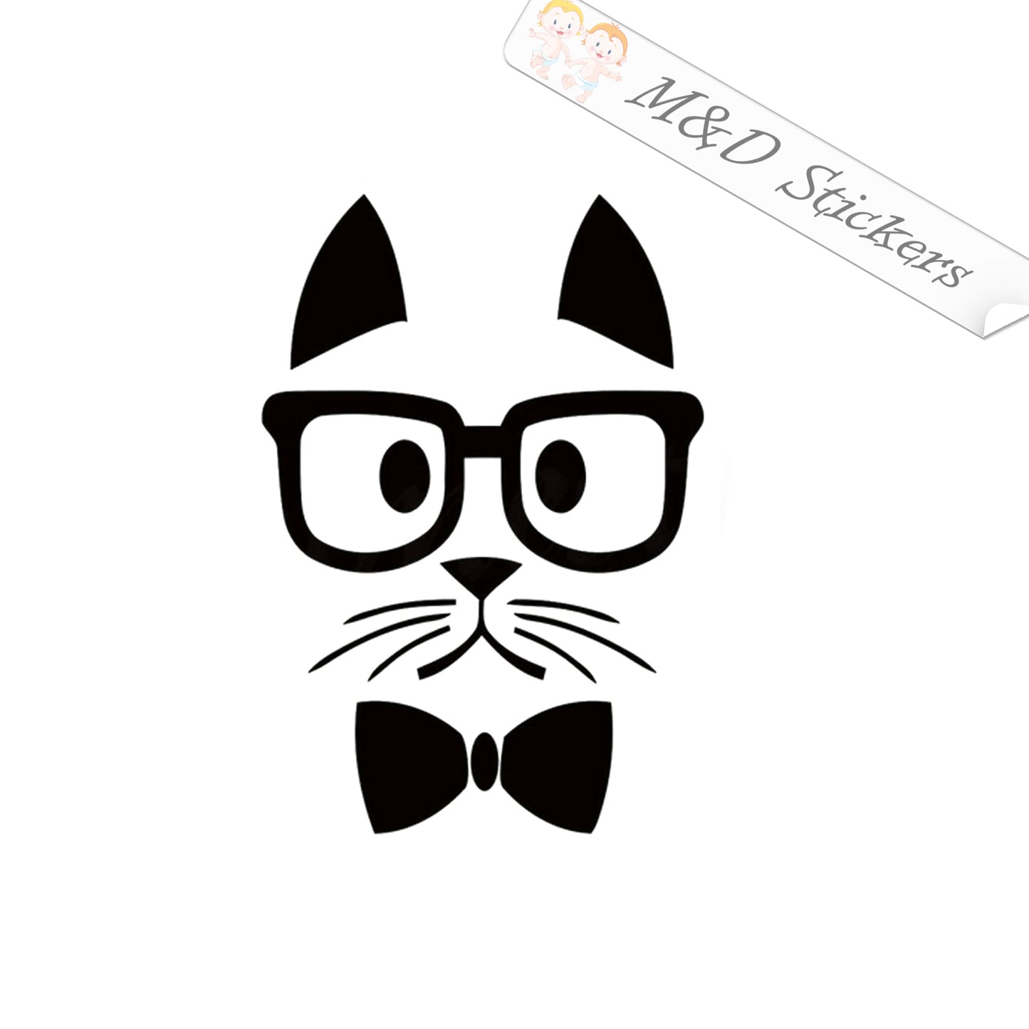 2x Fancy hipster cat Vinyl Decal Sticker Different colors & size for Cars/Bikes/Windows