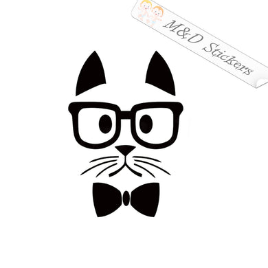 2x Fancy hipster cat Vinyl Decal Sticker Different colors & size for Cars/Bikes/Windows
