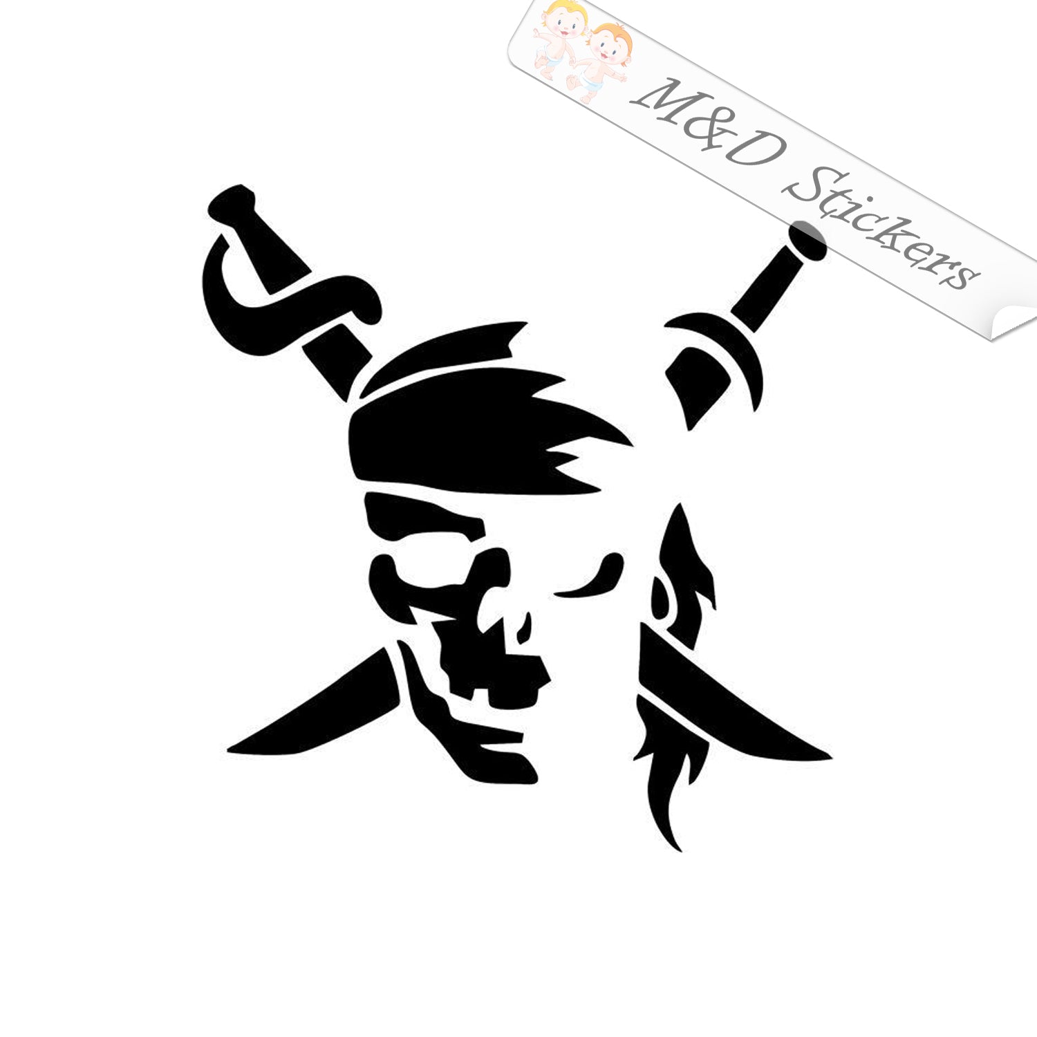 Pirate Skull and Crossbones Color Window Decal Sticker