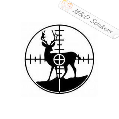 2x Deer in crosshair Vinyl Decal Sticker Different colors & size for Cars/Bikes/Windows
