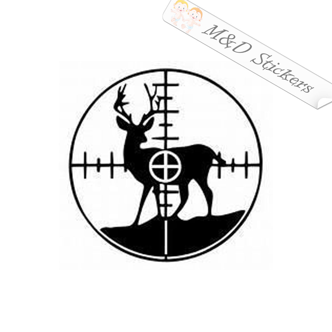 2x Deer in crosshair Vinyl Decal Sticker Different colors & size for Cars/Bikes/Windows