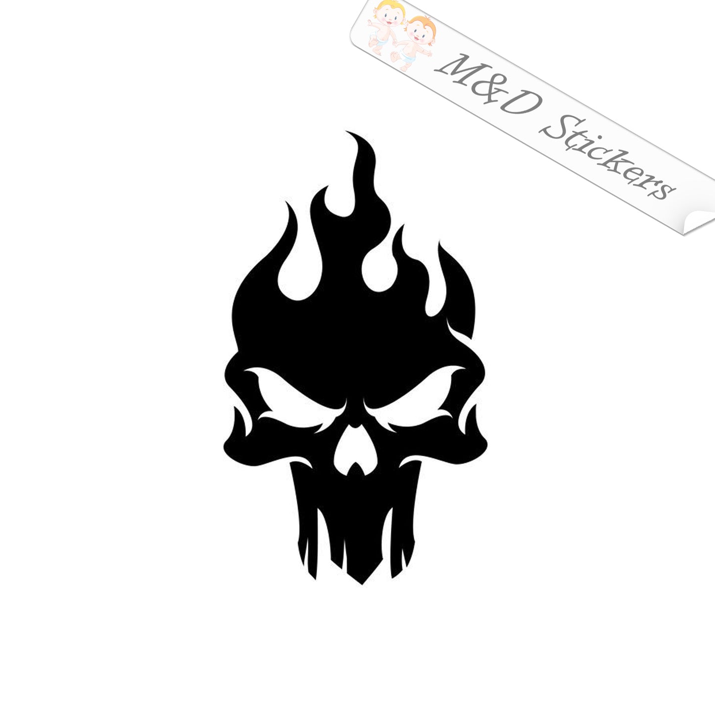 2x Flaming skull Vinyl Decal Sticker Different colors & size for Cars/Bikes/Windows