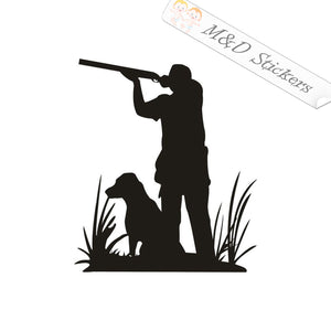 2x Hunter with dog Vinyl Decal Sticker Different colors & size for Cars/Bikes/Windows