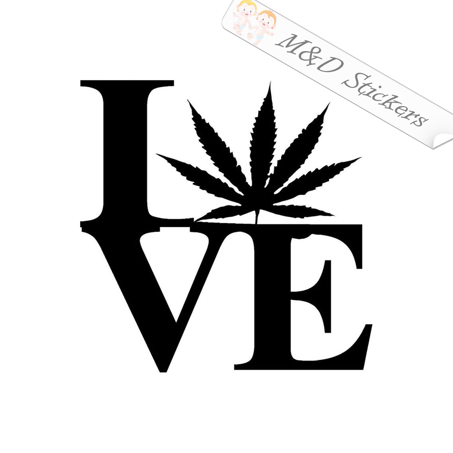 2x Love Cannabis Vinyl Decal Sticker Different colors & size for Cars/Bikes/Windows