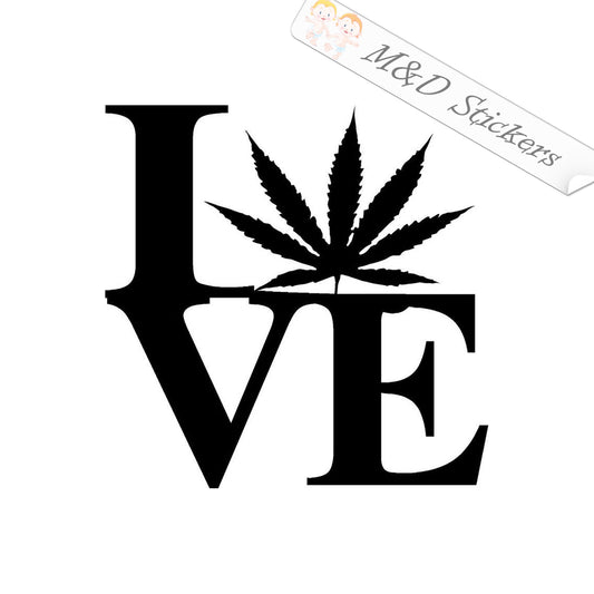2x Love Cannabis Vinyl Decal Sticker Different colors & size for Cars/Bikes/Windows