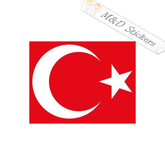 2x Turkish Turkey Crescent and Star Flag Vinyl Decal Sticker Different colors & size for Cars/Bikes/Windows