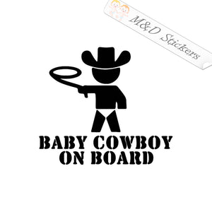 2x Cowboy Baby on board Vinyl Decal Sticker Different colors & size for Cars/Bikes/Windows