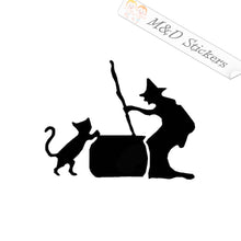 2x The witch with a cat Vinyl Decal Sticker Different colors & size for Cars/Bikes/Windows