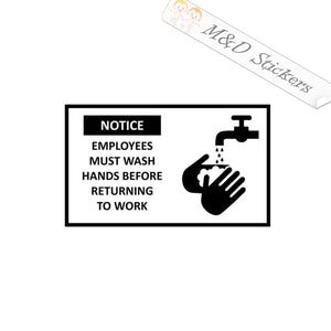 2x Employees must wash hands sign Vinyl Decal Sticker Different colors & size for Cars/Bikes/Windows