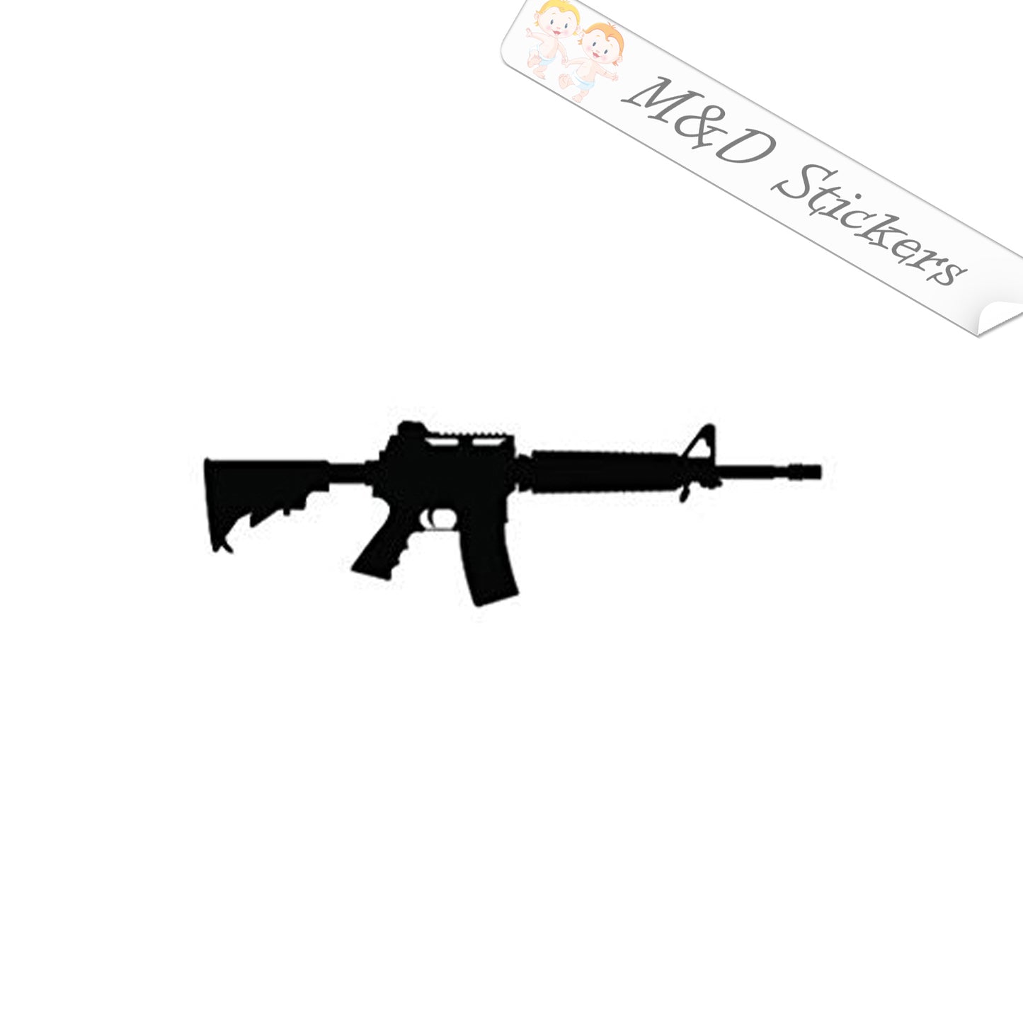 2x M4 Rifle Automatic weapon Vinyl Decal Sticker Different colors & size for Cars/Bikes/Windows
