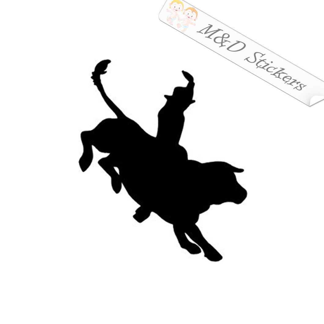 2x Bull rider Vinyl Decal Sticker Different colors & size for Cars/Bikes/Windows