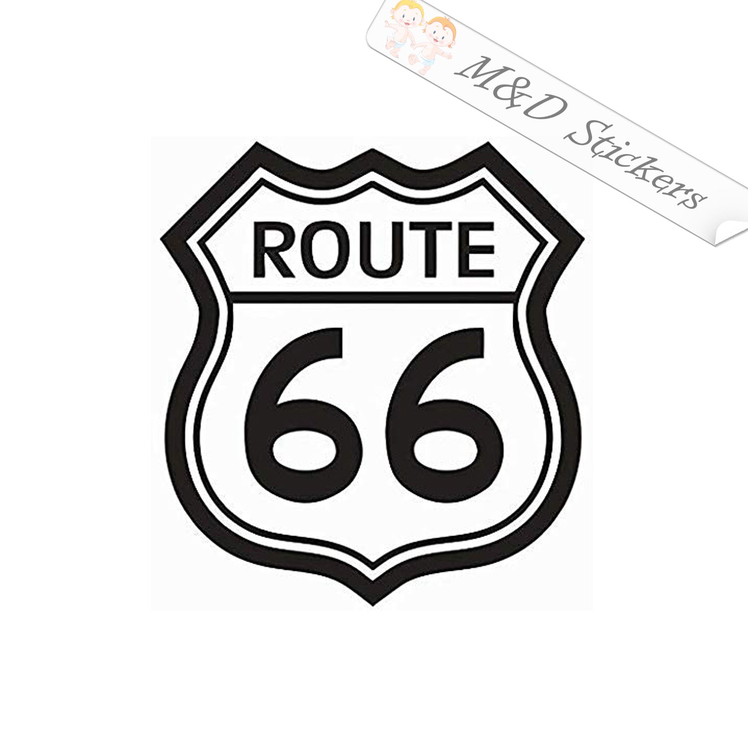 2x Route 66 Vinyl Decal Sticker Different colors & size for Cars/Bikes ...
