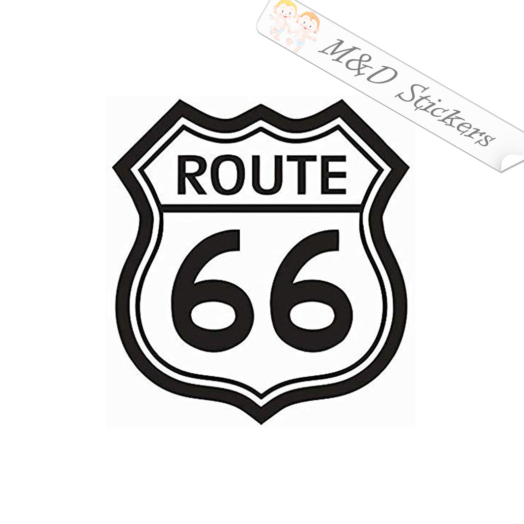 2x Route 66 Vinyl Decal Sticker Different colors & size for Cars/Bikes/Windows